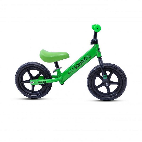 Bicicleta RAVA Balance Infantil Aro 12 Verde/Preto