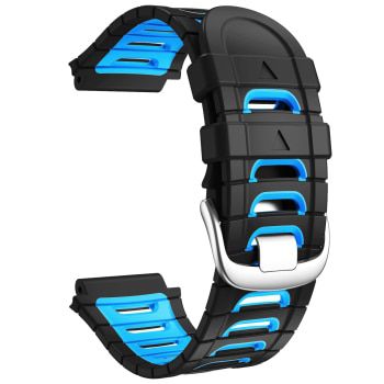 Pulseira de Silicone p/ Garmin Esporte Preto/Azul