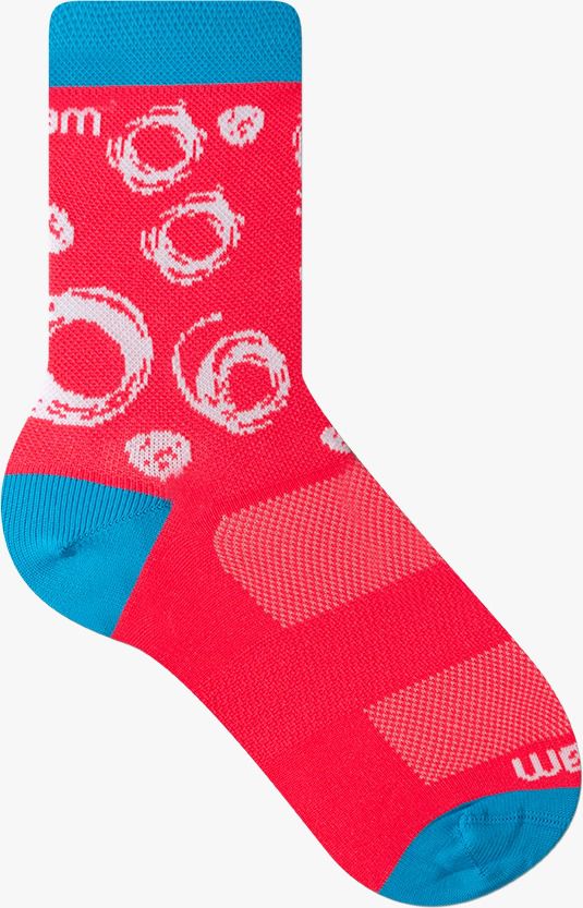 Meia RIKAM Performance Feminina Cano Médio Sport Style caveira BIKE & RUNNING vermelha 3439