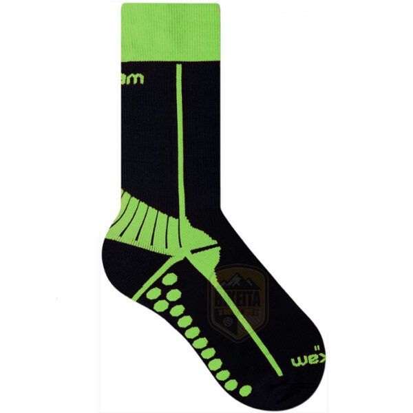 Meia RIKAM Feminina Cano Médio Compressão Preto/Verde 3335