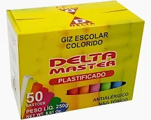GIZ ESCOLAR COLORIDO PLASTIFICADO 50 PALITOS DELTA MASTER
