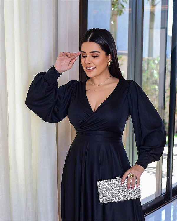 Vestido de Festa Longo Sofiah Preto