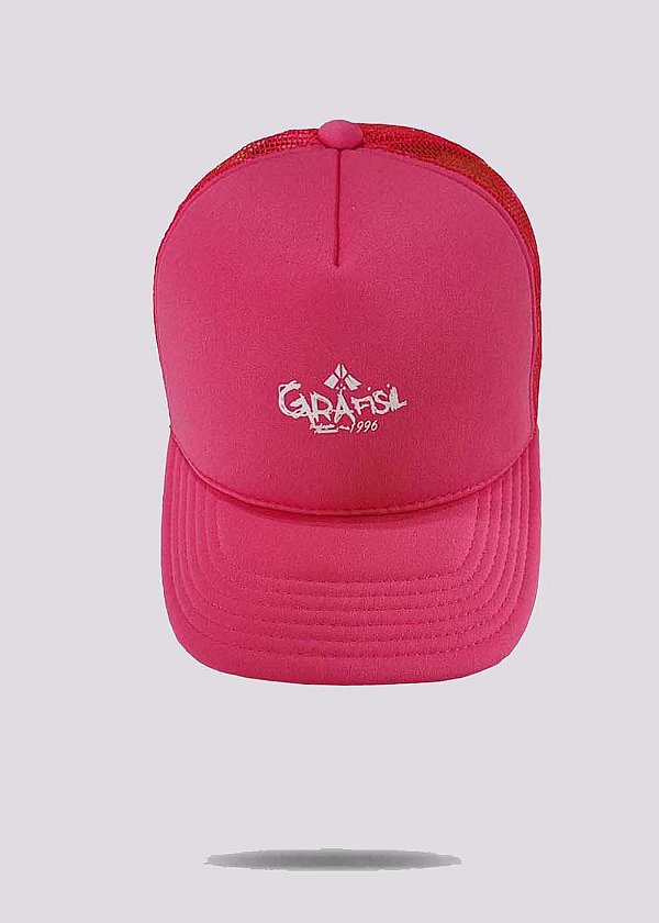 Boné Feminino aba curva trucker de espuma rosa pink