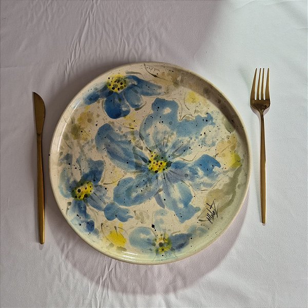 Prato de Cerâmica Gardênia Blue