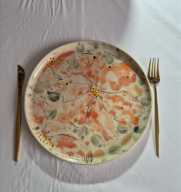 Prato de Cerâmica Coral