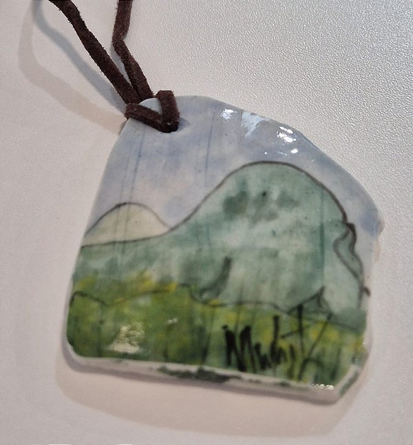 Cerâmica -  Colar  Icone - Pedra Azul