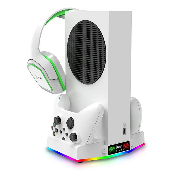 Suporte Xbox Series S Branco Com LED Resfriador Carregador Para Controles Ípega PG-XBS011S