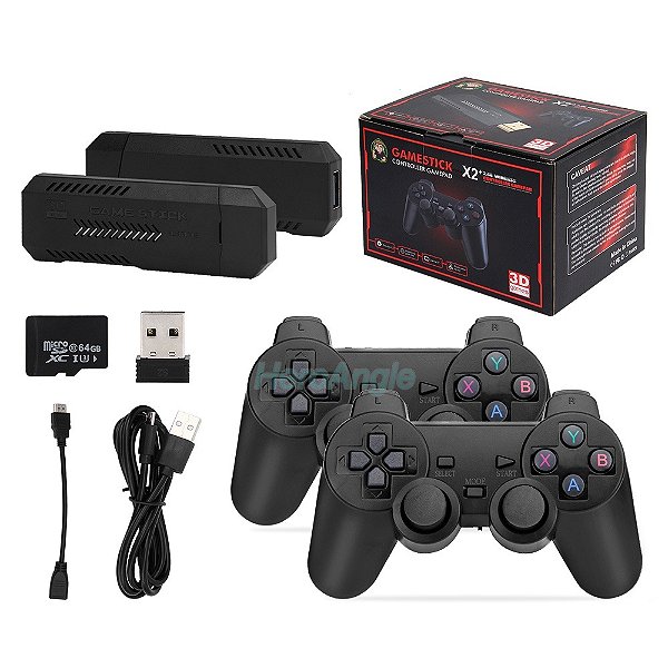 Game Stick Retrô 4k 64G com 30.000 Jogos Nostálgicos + 2 Controles Sem