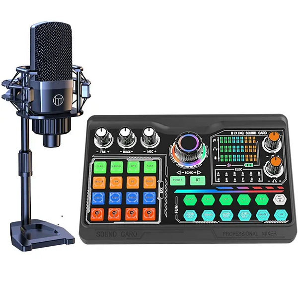 Mesa de Áudio Podcast RGB Com Microfone ZealSound P300