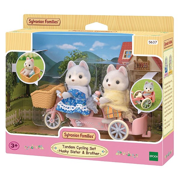 Conjunto Bicicleta Dupla Irmão e Irmão Husky's Sylvanian Families