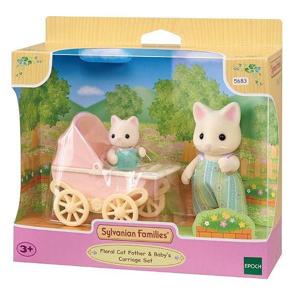 Conjunto Carrinho de Bebê - Papai e Bebê Gatos Primavera - Sylvanian Families