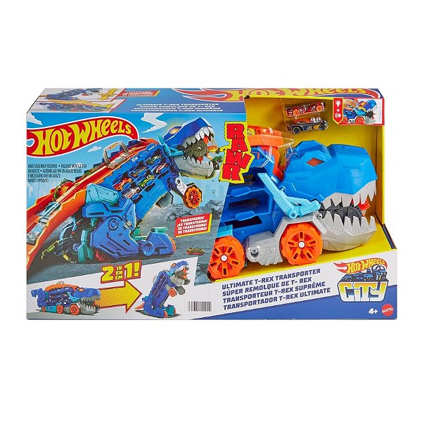 Pista Hot Wheels City Super Reboque de T-Rex Mattel