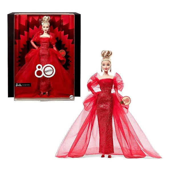Boneca Barbie Loira Coleção Aniversário 80 Anos Mattel