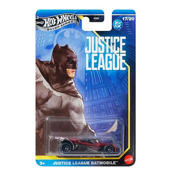 Carrinho Hot Wheels Silver Series DC Batman Justice League Batmobile