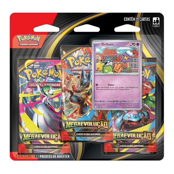 Cartas Pokémon Blister Triplo Drifloon Mega Evolução Copag