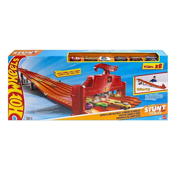 Hot Wheels Action Pista de Brinquedo Super Corrida de 6 Pistas Mattel