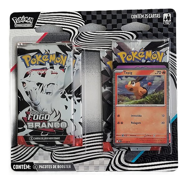 Cartas Blister Pokémon Quádruplo Tepig Fogo Branco Copag
