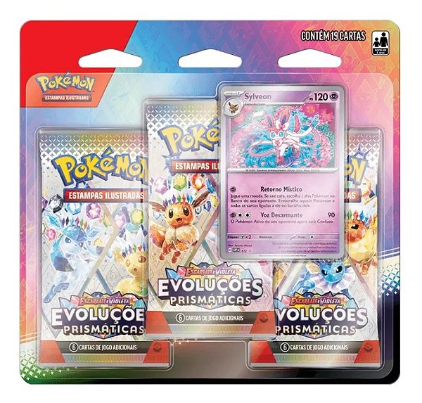 Cartas Blister Pokémon Triplo Sylveon Evoluções Prismáticas Copag