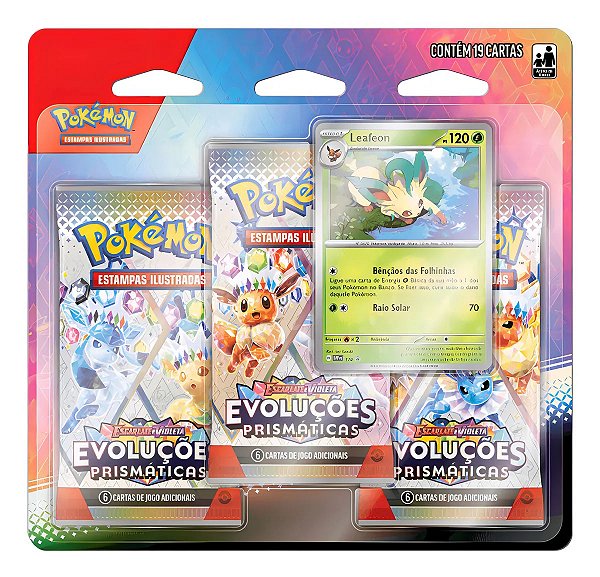 Cartas Blister Pokémon Triplo Leafeon Evoluções Prismáticas Copag