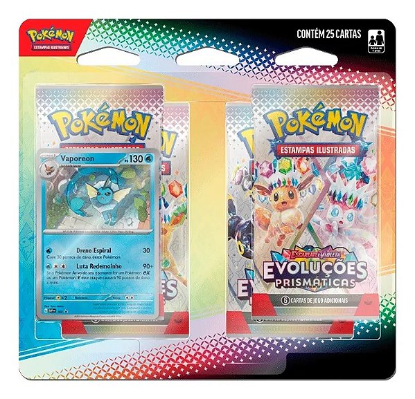 Cartas Blister Pokémon Quádruplo Vaporeon Evoluções Prismáticas Copag