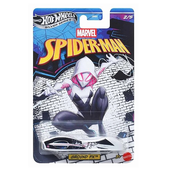 Carrinho Hot Wheels Silver Series Marvel Spider-Man Spider Gwen Stacy Ground FX Mattel