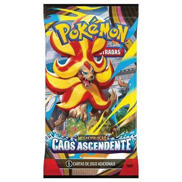 Booster Pokémon Mega Evolução Caos Ascendente com 6 unidades Copag