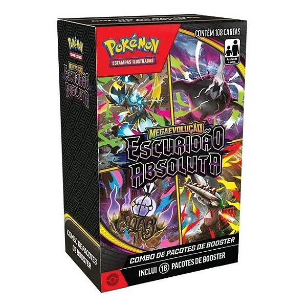 Cartas Pokémon Combo de Booster Mega Evolução Escuridão Absoluta Copag
