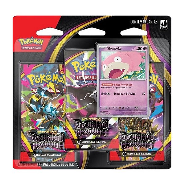 Cartas Blister Pokémon Triplo Slowpoke Me02 Mega Evolução Escuridão Absoluta Copag