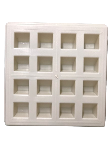 KIT C/ 10 UNIDADES, FORMA PLÁSTICA ABS (R$108,82 UND) ELEMENTO VAZADO 16 FUROS 39X39X7