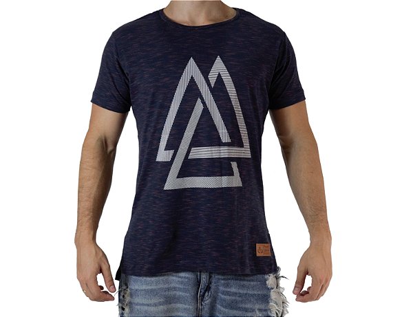 Camiseta Casual - Triangles - Azul