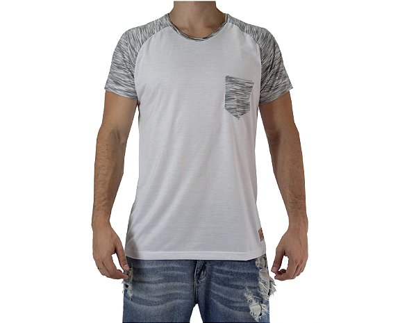Camiseta Casual - Raglan Double - Branca