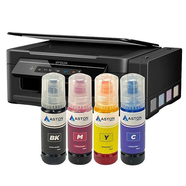 Kit 4x Tinta Para Impressora Epson L395 395 664 L375 375 L495 495 Aston