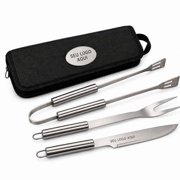 Kit Churrasco 3 Peças Personalizado com Estojo