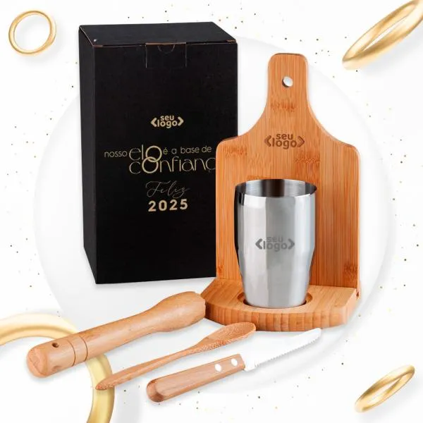 Kit Para Caipirinha Em Bambu /Madeira Ibiza - 0,35 L - 6 Pçs