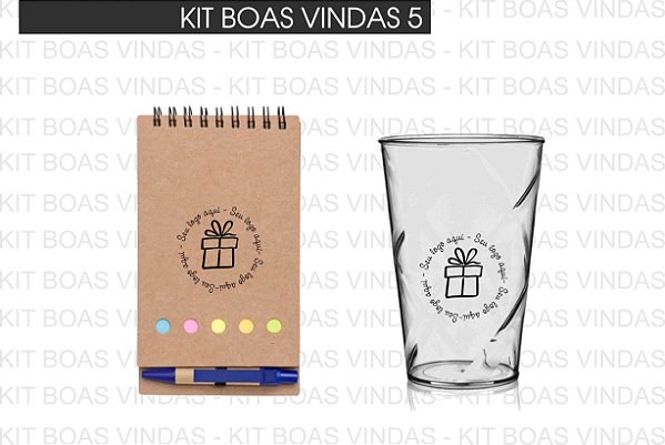 Kit 5  - Bloco de Anotação com Post-it e Caneta + Copo Twister