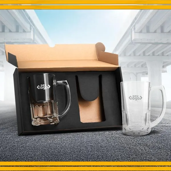 Kit Com Canecas De Vidro Para Chopp De 340 Ml