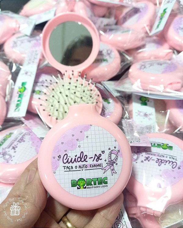 Escova Com Espelho Outubro Rosa