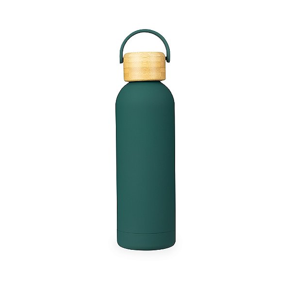 Garrafa Térmica Inox 500ml com Tampa em Bambu