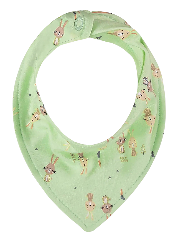 Babador Bandana em Suedine com Estampa de Coelhinhos Up Baby