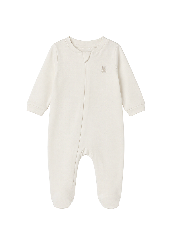 Macacão Longo com Zíper Marfim para Bebê Kiko Baby