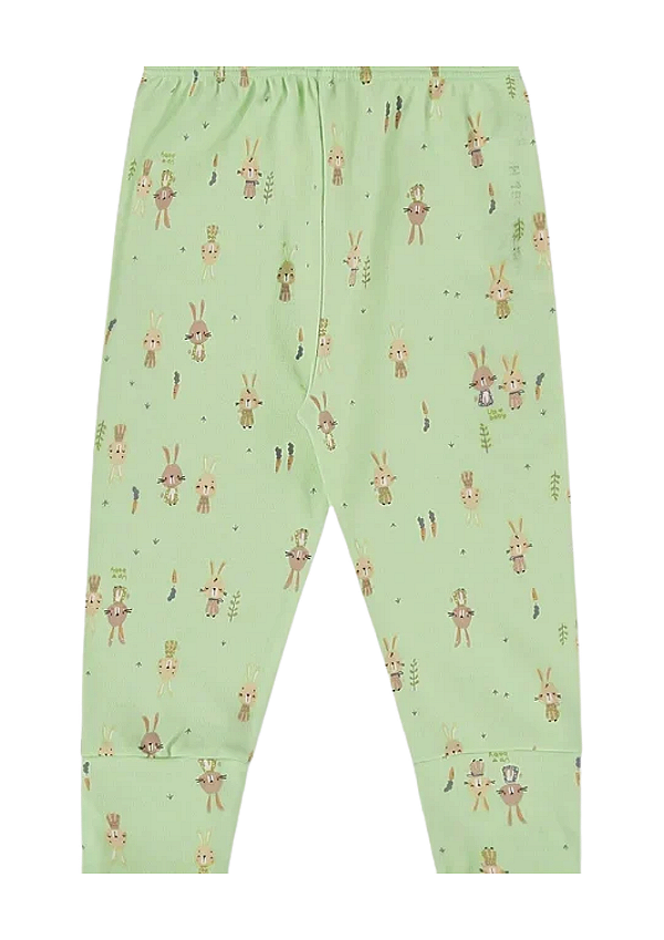 Calça para Bebê Menino em Suedine Estampa Coelhinhos Verde Up Baby