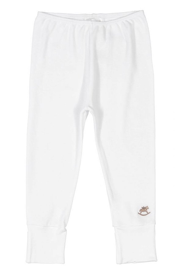 Calça para Bebê Branca com Pé Reversível em Suedine Up Baby