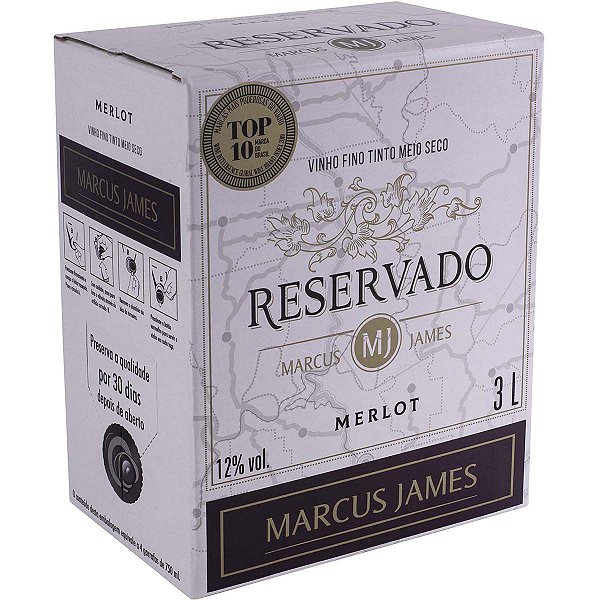 Vinho Marcus James Merlot Demi Sec Bag In Box 3 Litros