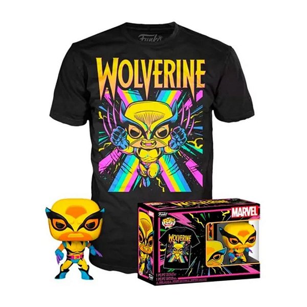 Funko Pop Tees Box Marvel 802 Wolverine Black Light + Camiseta M