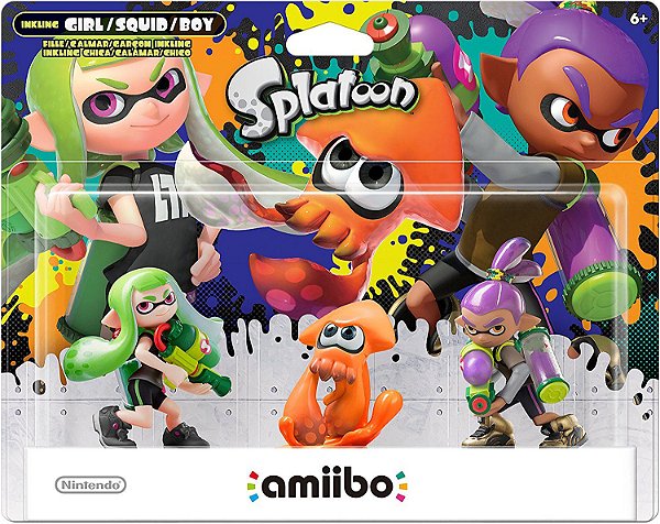 Amiibo Splatoon Series 3-Pack Inkling Girl, Boy e Squid (Alt Colors)