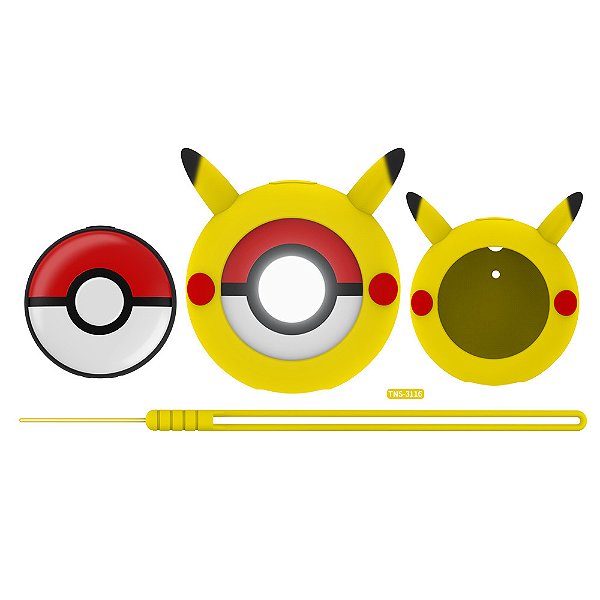 Case Silicone Pikachu para Pokemon Go Plus c/ Cordão