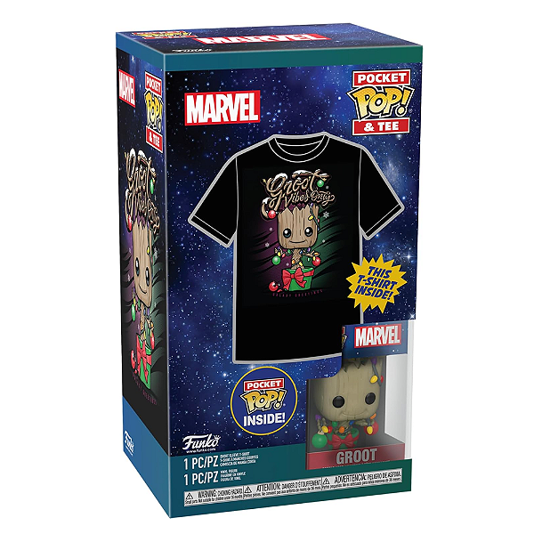 Funko Pocket Pop + Camiseta Baby Look Holiday Groot - XL