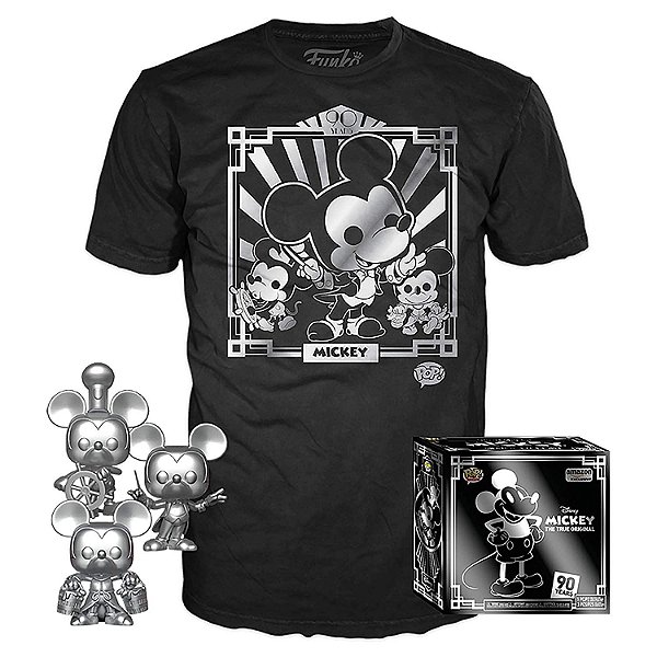 Funko Pop Disney Mickey 90th Kit 3 Pop + Camiseta XL (GG)