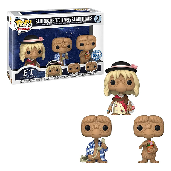 Funko Pop E.T. Extraterrestre Disguise, Robe, Flowers 3 Pack