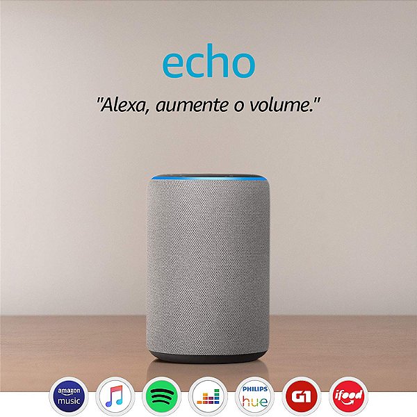 Amazon Echo 3ª Geração Smart Speaker c/ Alexa Gray - Cinza